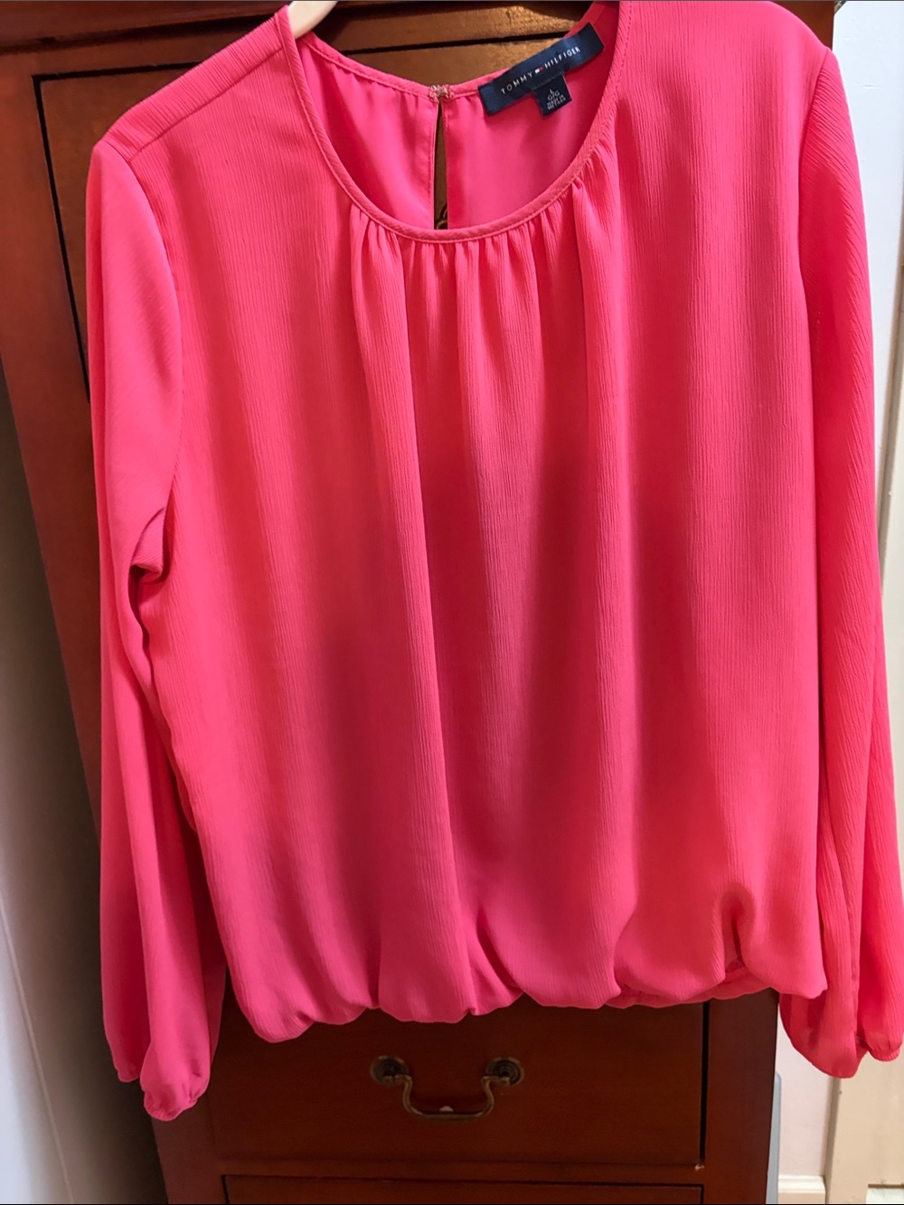 Tommy Hilfiger Coral Pink Long-Sleeve Blouse